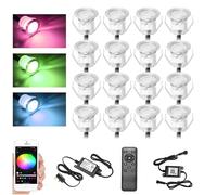 GEYUEYA Home RGB Bluetooth LED Decking Lights, IP67 Waterproof, 20 Packs | Ø30mm Recessed Plinth Light with Remote Control, Ideal for Deck/Path/Patio Decoration, 12V Low Voltage Safe