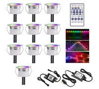 GEYUEYA Home RGB Led Decking Lights Outdoor,LED Deck Light (RGBIC+WW) IP67 Waterproof Ø45MM WiFi Controller+12V Work with Alexa/Google Assistant Plinth Deck Lights for Yard,Garden,Patio,Stair-10 Pack