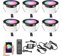 GEYUEYA Home RGBW WiFi Led Decking Lights Waterproof IP67 Ø31MM 12V - Led Plinth Light Kits for Terrace/Patio/Garden/Decoration,6 Packs