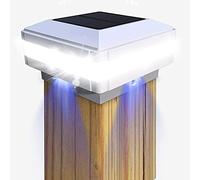 GEYUEYA Home Solar Lights - Square White Fence & Post Lights for 4x4 to 6x6 inch Wooden Posts, Deck, Patio & Garden Decoration