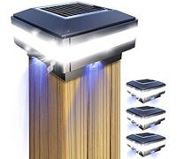 GEYUEYA Home Solar Post Cap Lights - Fence Lights Outdoor for 4x4, 5x5, 6x6 inch Wooden Posts - Deck, Patio, Garden, Yard Decoration - Waterproof Pure White, Blue Lamp - 4 Pack