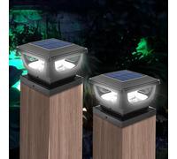 GEYUEYA Home Solar Post Cap Lights Outdoor,IP65 Waterproof Post Solar Lights Fence Cap Light for 3x3 3.5×3.5 4x4 inch Wooden Posts Deck Patio Garden Yard Decoration-2 Pack