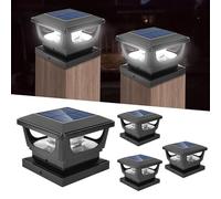 GEYUEYA Home Solar Post Lights,Fence Post Lights IP65 Waterproof Fence Lights Outdoor Garden,Cap for 3x3 3.5×3.5 4x4 inch Patio Fence Post Deck Wooden Posts-4 Pack