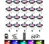 GEYUEYA Home WiFi Decking Lights RGBW,Ø45MM 12V RGB+Warm White Waterproof IP67 LED Deck Lights for Patio Path Garden Decoration - 20 Packs