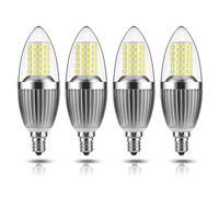 GEZEE LED Candelabra Bulb, Non-Dimmable 100-Watt Light Bulbs Equivalent, 12W LED Candle Bulbs,Daylight White 6000K Chandelier Bulbs, E12 Candelabra Base, 120V, 1200Lumens, Torpedo Shape(4 Pack)