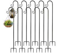 Gezen 10 Pack Shepherds Hook for Outdoor Bird Feeder Pole 47inch, Rust Resistant Metal Garden Hook, Outdoor Plant Hanger for Lanterns, Solar Lights, Mason Jars, Weddings Decor, Adjustable, Black