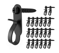 GEZIDEA Light Hanger Hooks,Screw Hooks for Hanging Christmas Light,Light Wire and Led Fairy Led Light Clips,Stainless Steel,Black,40 Pack