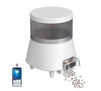 GEZIEKID Large Automatic Fish Feeder for Pond Outdoor Rainproof Koi Fish Feeder, Bluetooth APP Programming, Rechargeable Battery and DC 5V Powered, Capacity 4L White