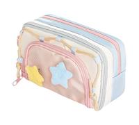 Gezqieunk Big Pencil case - Large Capacity Star Pencil Case with Zipper Compartments Cute Stationery Organizer Pouch for School Supplies Kids Classroom Homework Travel Desk Storage Bag Daily