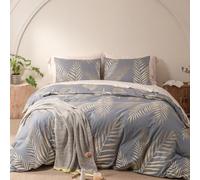 Gezu Bed Linen 155 x 220 cm Gold Grey Light Grey Leaves Pattern Duvet Cover Set Soft Breathable Microfibre Duvet Cover 155 x 220 cm with Concealed Zip and 2 Pillowcases 80 x 80 cm