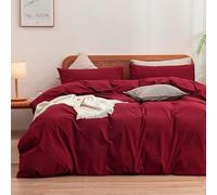 Gezu Cotton Bed Linen 155 x 220 cm, Red Wine Red, 3-Piece, Double Bed Plain Bed Linen Set, OekoTex Certified for Allergists, Soft Cotton Duvet Cover and 2 x 80 x 80 cm Pillowcases with Zip