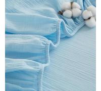 Gezu Double Muslin Fitted Sheet 90 x 200 cm Blue Light Blue Antibacterial Soft Fitted Sheets Box Spring Bed Terry Cloth Topper 100% Cotton Muslin Bed Sheet Fitted Sheet 90 x 200 cm for up to 30 cm