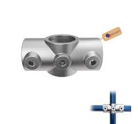 GeZu Impex 2 Socket Cross Tube Clamp Ø 42 mm Hot Dip Galvanised Silver Tube Cross Clamp Pipe Fitting