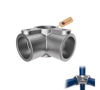 GeZu Impex 3 Way Mid Rail Corner Clamp Ø 42 mm Hot Dip Galvanised Silver 3 Way Through Corner Tube Clamp Fitting & Pipe Connector