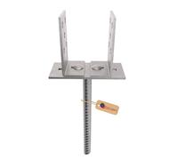 GeZu Impex Adjustable U Post Support 200 mm Electroplated Zinc Coated Set of 16 U Shape Concrete In Post Support Width Adjustable Rod Anchor Bracket U Type Fence Foot Anchor