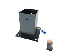 Gezu Impex Heavy Duty Anthracite Grey Bolt Down Fence Post Support - Square Foot Base Bracket - 91 X 91 mm