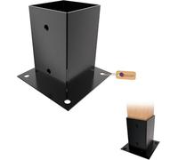 Gezu Impex Heavy Duty Black Bolt Down Fence Post Support - Square Foot Base Bracket - 121 X 121 mm
