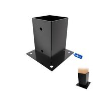 Gezu Impex Heavy Duty Black Bolt Down Fence Post Support - Square Foot Base Bracket - 91 X 91 mm