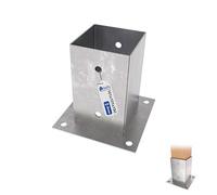Gezu Impex Heavy Duty Hot Dip Galvanised Bolt Down Fence Post Support - Square Foot Base Bracket - 101 X 101 mm