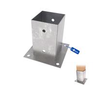 Gezu Impex Heavy Duty Hot Dip Galvanised Bolt Down Fence Post Support - Square Foot Base Bracket - 91 X 91 mm