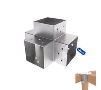 Gezu Impex Heavy Duty Hot Dip Galvanised Post Connector X Shape - Pergola 4 Way Corner Connector - 91 X 91 mm (Pack Of 16)