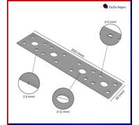 Gezu Impex Perforated Flat Connector Plates 200 X 35 X 2.5 mm Galvanized Heavy Duty Joining Plates Flat Metal Plate With Holes