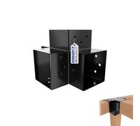 GeZu Impex Post Connector K 71 x 71 mm Black Powder Coated Pergola 4 Way Right Angle Corner Connector Pavilion DIY Woodworks Bracket