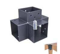 GeZu Impex Post Connector K 81 x 81 mm | Powder Coated Anthracite Pergola 4 Way Right Angle Corner Connector Pavilion DIY Woodworks Bracket