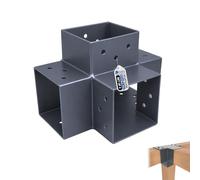 GeZu Impex Post Connector K 91 x 91 mm Set of 4 | Powder Coated Anthracite Pergola 4 Way Right Angle Corner Connector Pavilion DIY Woodworks Bracket