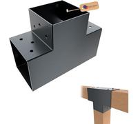 Gezu Impex Post Connector T 81X81 mm Anthracite Powder Coated Pergola T Shape 3 Beam Post Connector Corner Pavilion Bracket