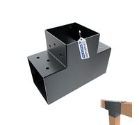 GeZu Impex Post Connector T 91 x 91 mm Anthracite Powder Coated Pergola T Shape 3 Beam Post Connector Corner Pavilion Bracket