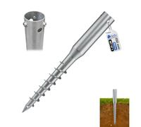 GeZu Impex Round Ground Screw 60 x 550 mm Set of 4 Hot Dip Galvanised Foundation Screw Pile No-Dig Ground Anchor Post Support Spiral For Round Wooden Posts