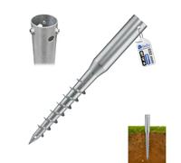 GeZu Impex Round Ground Screw 68 x 650 mm Set of 16 Hot Dip Galvanised Foundation Screw Pile No-Dig Ground Anchor Post Support Spiral For Round Wooden Posts