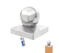 Gezu Impex Square Metal Fence Gate Post Cap Hot Dip Galvanised - Ball Top - 71 X 71 mm