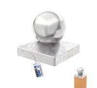 Gezu Impex Square Metal Fence Gate Post Cap Hot Dip Galvanised Ball Top - 71 X 71 mm (Pack Of 12)