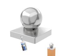 Gezu Impex Square Metal Fence Gate Post Cap Stainless Steel Ball Top - 71 X 71 mm (Pack Of 16)