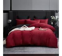 Gezu Winter Plush Bed Linen, 155 x 220 cm, Red, Wine Red, Cashmere, Flannel, Cashmere Touch, Velvet, Warm Reversible Fleece Duvet Cover Set, 155 x 220 cm with 2 Pillowcases 80 x 80 cm with Zip