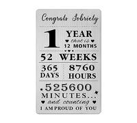 Gezxin 1 Year Sobriety Gifts For Men Women- Congratulations 1 Year Sober Card for Him Her- Personalised Sobriety One Day At A Time Presents Stainless Steel