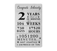 Gezxin 2 Years Sober Gifts For Men Women- Congratulations 2 Year Sobriety Card for Him Her- Personalised Sobriety One Day At A Time Presents Metal Card