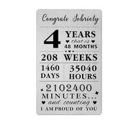 Gezxin 4 Years Sobriety Gifts For Men Women- Congratulations 4 Years Sober Card for Him Her- Personalised 4 Year Recovery Gifts One Day At A Time Presents