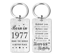 Gezxin 48th Birthday Gift for Women Men Him Her - 48 Year Yr Old Birthday Keyring for Male Female 1977 Birthday Presents