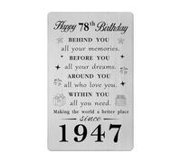 Gezxin 78th Birthday Card for Men Women- Personalised 78 Year Yr Old Birthday Gifts for Him Her Female Male- 1947 Bday Presents Ideas Keepsake for Woman Man