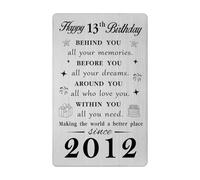 Gezxin Happy 13th Birthday Gifts for Girls Boy- Sweet 13 Year Yr Old Birthday Gifts for Her Him- Personalised Thirteen 2012 Bday Presents Keepsake for Women Men Teen Girl Boy Teenager