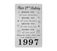 Gezxin Happy 27th Birthday Card for Women Men- Personalised 27 Year Old Birthday Gifts Card for Him Her Female Male- 1998 Bday Presents Ideas Keepsake for Girls Boys
