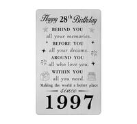 Gezxin Happy 28th Birthday Card for Women Men- Personalised 28 Year Yr Old Birthday Gifts for Him Her Female Male- 1996 Bday Present Ideas Keepsake for Girls Boys