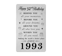 Gezxin Happy 32nd Birthday Card for Women Men- Personalised 32 Year Yr Old Birthday Gifts for Her Him Female Male- 1993 Bday Presents Ideas Keepsake for Man Woman