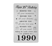 Gezxin Happy 35th Birthday Gifts for Women Men- Personalised 35 Year Yr Old Birthday Gift Card for Him Her Female Male- 1990 Bday Present Ideas Keepsake for Woman Man