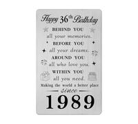Gezxin Happy 36th Birthday Card for Women Men- Personalised 36 Year Yr Old Birthday Gifts for Her Him Female Male- 1989 Bday Presents Ideas Keepsake for Man Woman