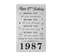 Gezxin Happy 37th Birthday Card for Women Men- Personalised 37 Year Yr Old Birthday Gifts for Her Him Female Male- 1988 Bday Presents Ideas Keepsake for Man Woman