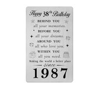 Gezxin Happy 38th Birthday Card for Women Men- Personalised 38 Year Yr Old Birthday Gifts for Him Her Female Male- 1987 Bday Presents Ideas Keepsake for Woman Man